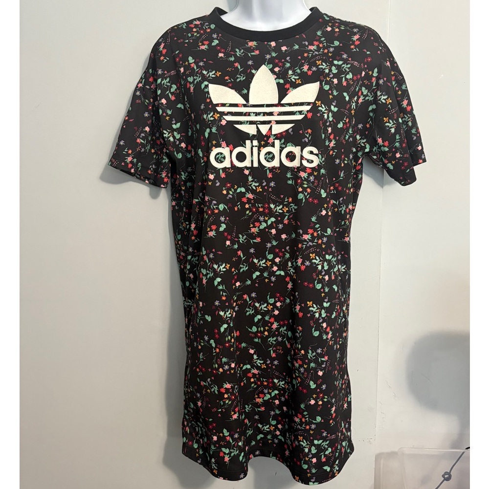 Adidas Women's Black Floral 'Oversized T-Shirt' Style Dress XS - Picture 2 of 5